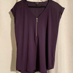 Express zipper front satin blouse